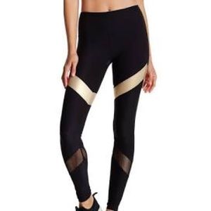 X by Gottex Stripe Calf Mesh-panel Leggings